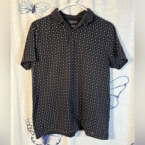 Kenneth Cole Black Polo with White Micro Pattern